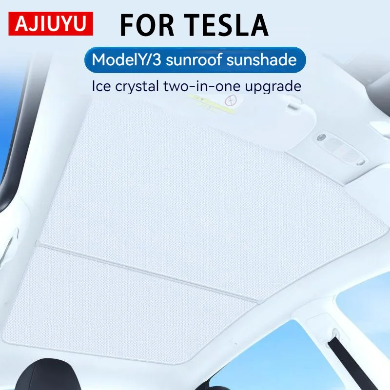 

AJIUYU Car Sunshade Sunroof For Tesla Model 3 Y 2021-2023 Upgrade Ice Cloth Buckle Sun Shades Glass Roof Front Rear Skylight