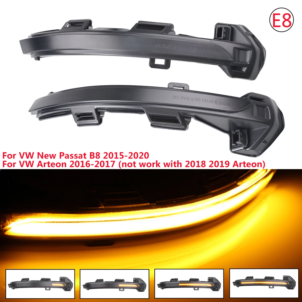 Paire Clignotants LED Dynamiques Pour Rétroviseurs VW Passat B8 & Arteon 2015-2020 – Jaune Défilant – Style & Sécurité Améliorés
