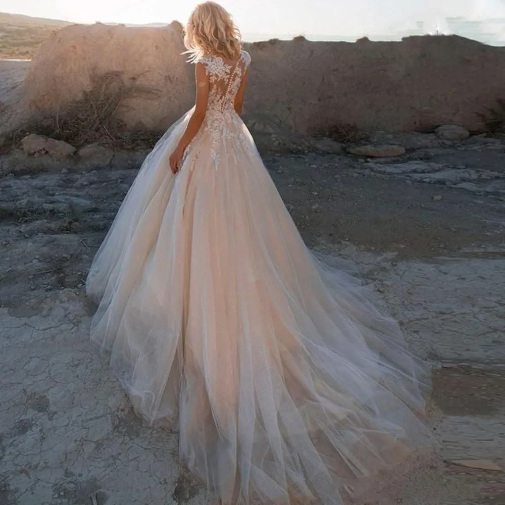 Robe De mariée en dentelle style bohémien, tenue De mariage De grande taille, avec des appliques, bon marché