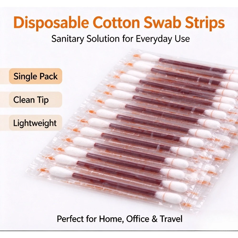 Iodine-disinfected disposable cotton swabs, vertical packaging for first aid kit wound care, travel and outdoor/home essentials