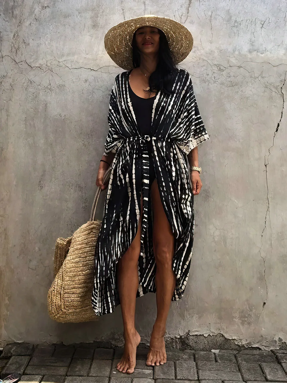 2023 Summer Swimwear Cover Up Kimono Cape Women Beach Pareo Dress Vacations Femme Clothing Tunic Bikini Cover-ups Beachwear Robe