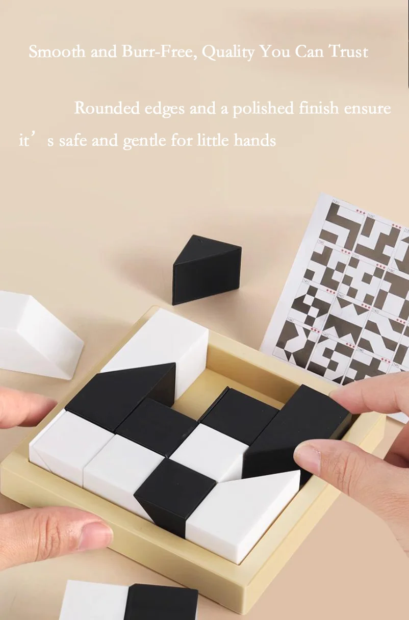 Black and White Building Blocks Puzzle Educational Toy for Kids Spatial Thinking Parent-Child Interactive Hidden Blocks Game Toy