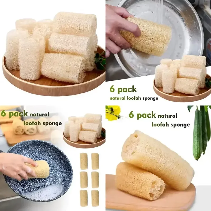 Cepillo de Luffa Natural para Lavar Platos, Ecológico, Herramienta de Limpieza de Cocina, Alta Absorbencia, No Raya las Ollas, Último Modelo 2026