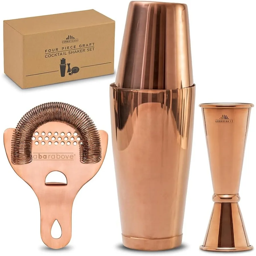 

Набор коктейльных шейкеров из 4 предметов для профессионального и домашнего бара, набор премиум-класса для бара, подарки включает ситечко, японский джиггер и Бостон Ша