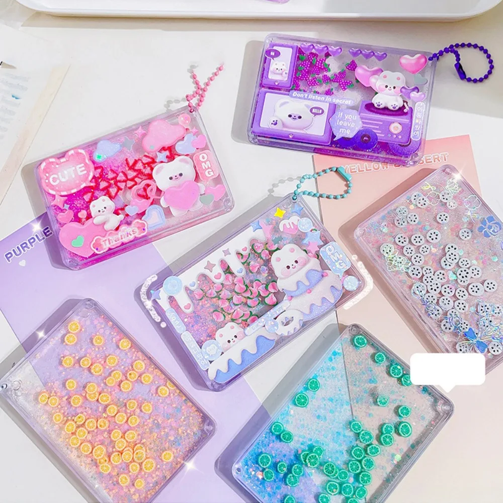 

Goo Plate Guka DIY Fluid Acrylic Brick Shiny Color Photocard Quicksand Acrylic DIY Keychain Fruit Portable