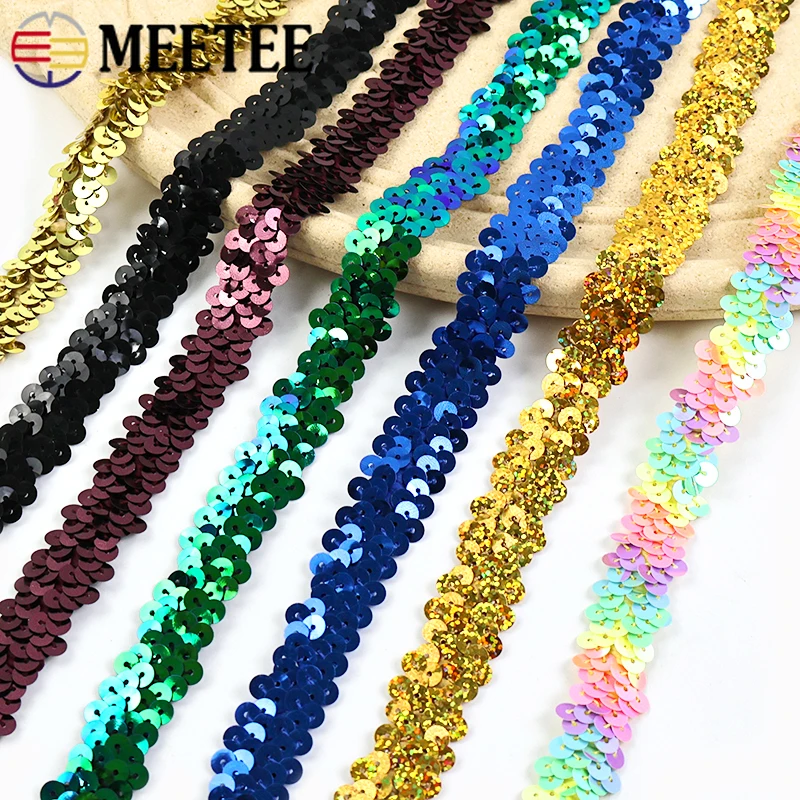 

2-10M 30/20mm Sequins Laces Trim for Clothing Garment Dance Dress Tassel Fringe Bag Shoes Lace Ribbons DIY Sewing Accessories