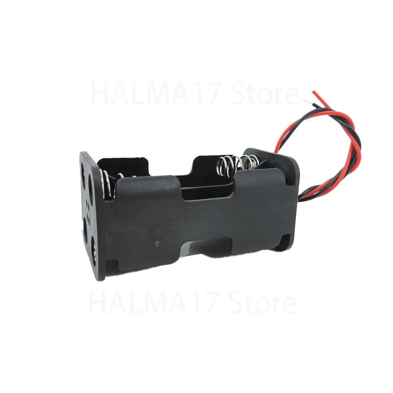 4 solt AA Battery Holder 6V 4 X AA Batteries Black Plastic Storage Box Case Dual Layers with Connector Wire Leads J17