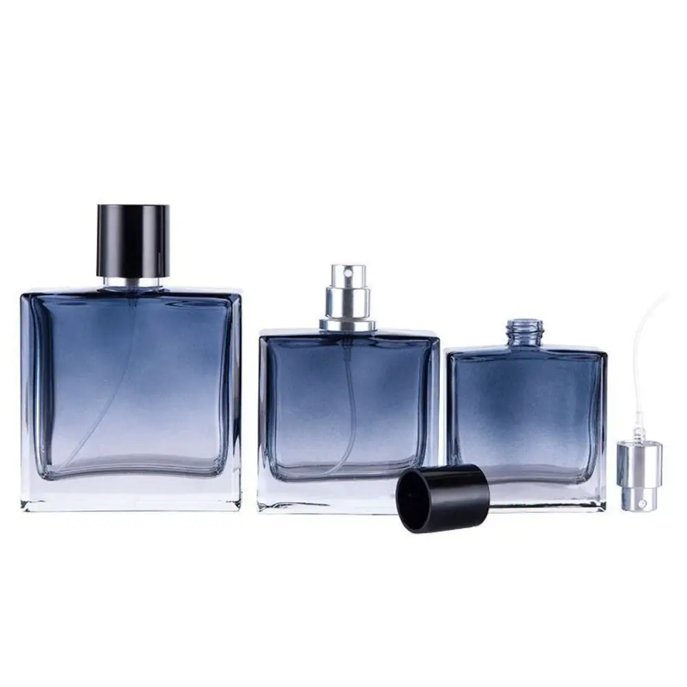 

Large Capacity Square Perfume Bottle Liquid Container Empty Bottle Glass Perfume Atomizer Moisturizer Gradient blue