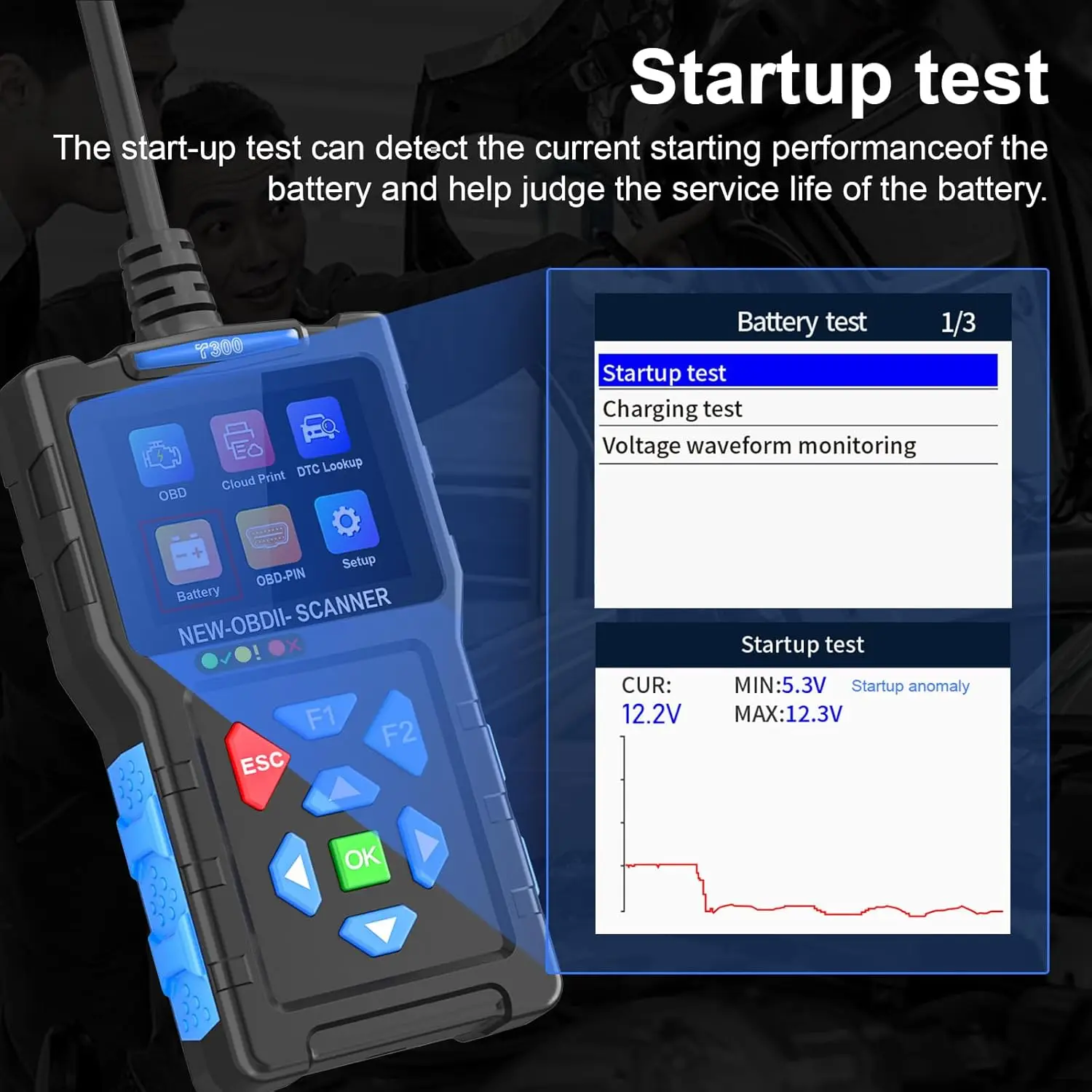 الماسح الضوئي Topdiag T300 Obd2، قارئ الرمز وأدوات المسح الضوئي I/M استعداد بدء اختبار الشحن وضع الاختبار 6 وضع 8 اختبار البطارية للسيارات