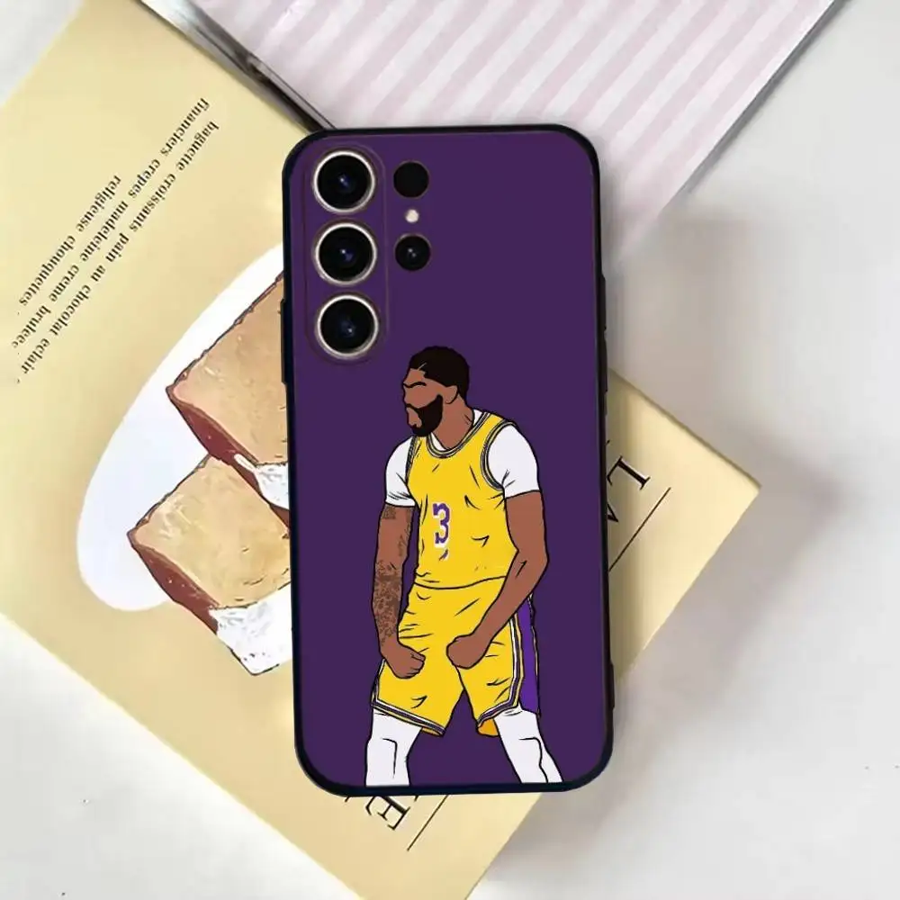 حافظة هاتف كرة السلة A-Anthony Davis لهاتف SamsungS25,24,21,22,23,30,Ultra,20,Plus,Fe,Lite,Note,10,9,Soft Black Cover