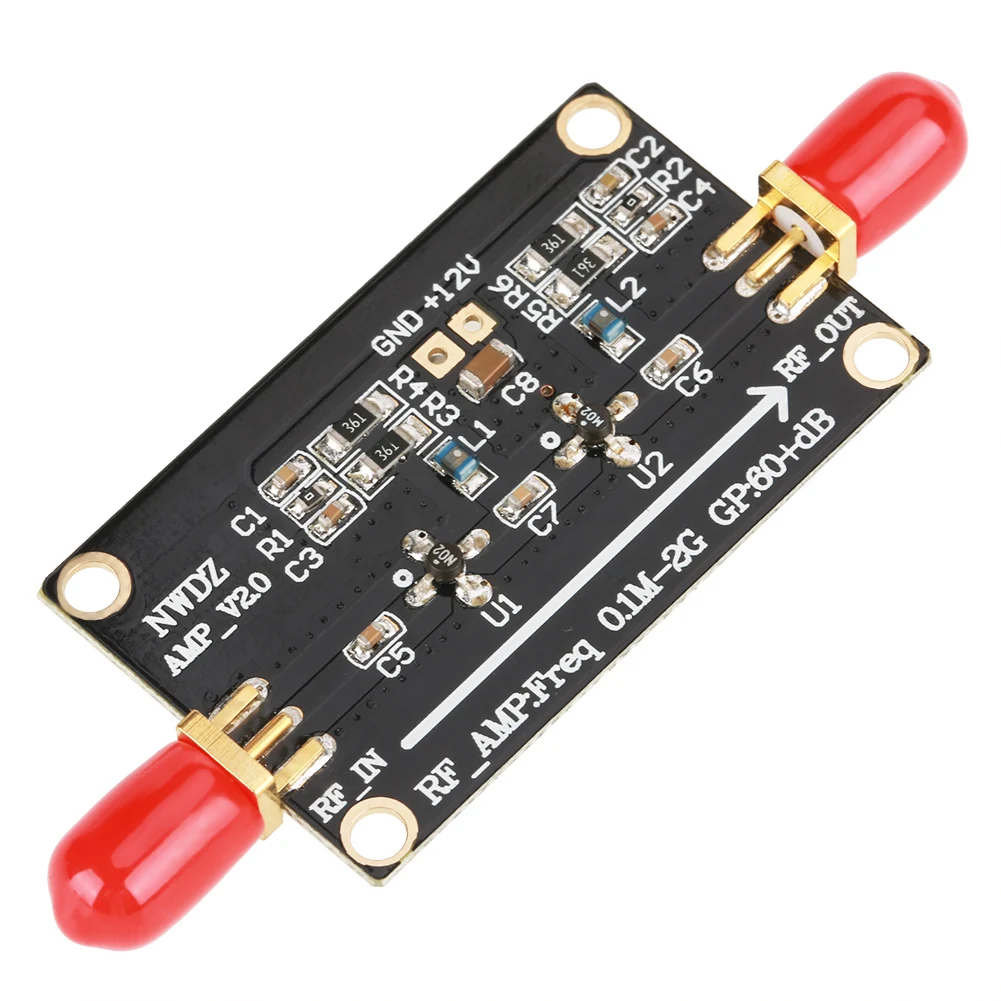Low Noise Amplifier RF Wideband Amplifier Radio Amplifier RF Wideband Amplifier LNA 0.1M-2G Gain 60dB Two stage Amplification