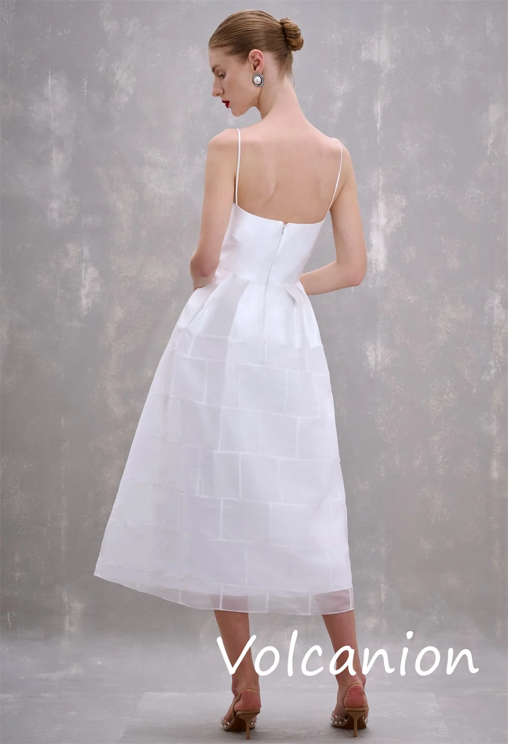 Customized Fashion Charmeuse Pleat A-line Backless Midi Dresses Bespoke Occasion Sizes Available Classic