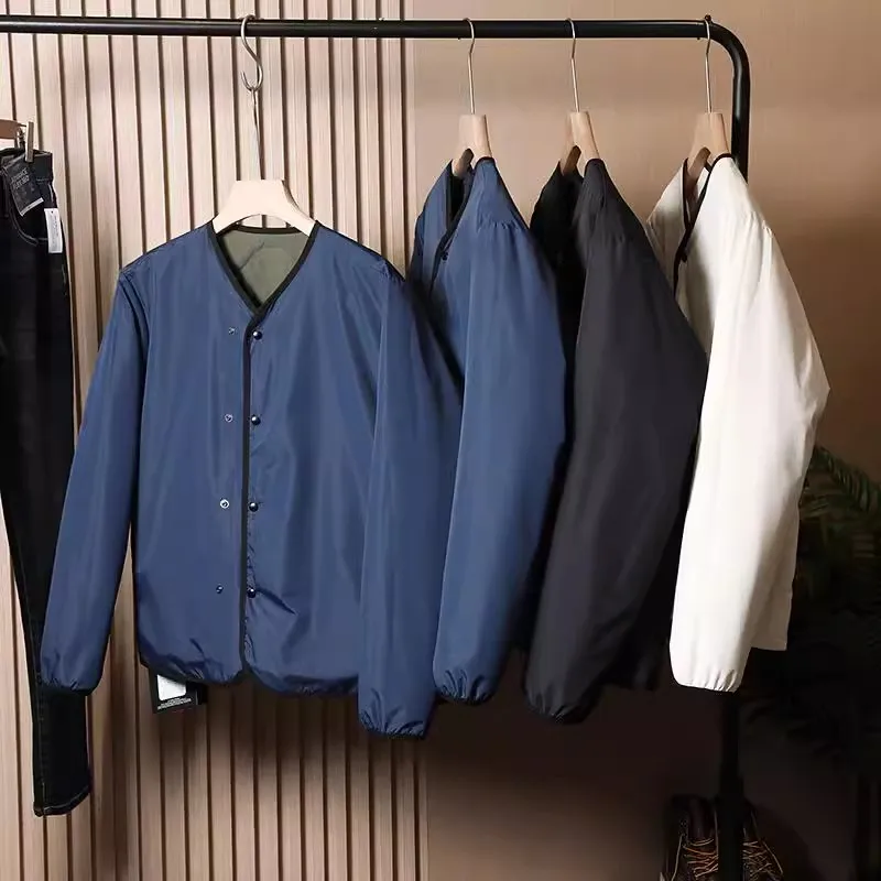 

Свободная пуховая куртка без подкладки для пар, уличная, повседневная, винтажная, ретро, без воротника, с вышитым узором, на пуховом наполнителе