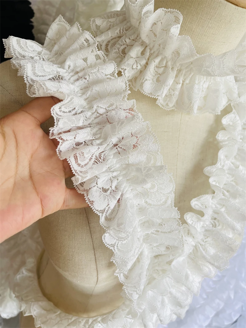 1 Yard Soft Pleated Frill Trim Flower lace Ruffled Stretch Trim for DIY Handmade Sewing Craft Making Lace collar Cuff Dress Hem