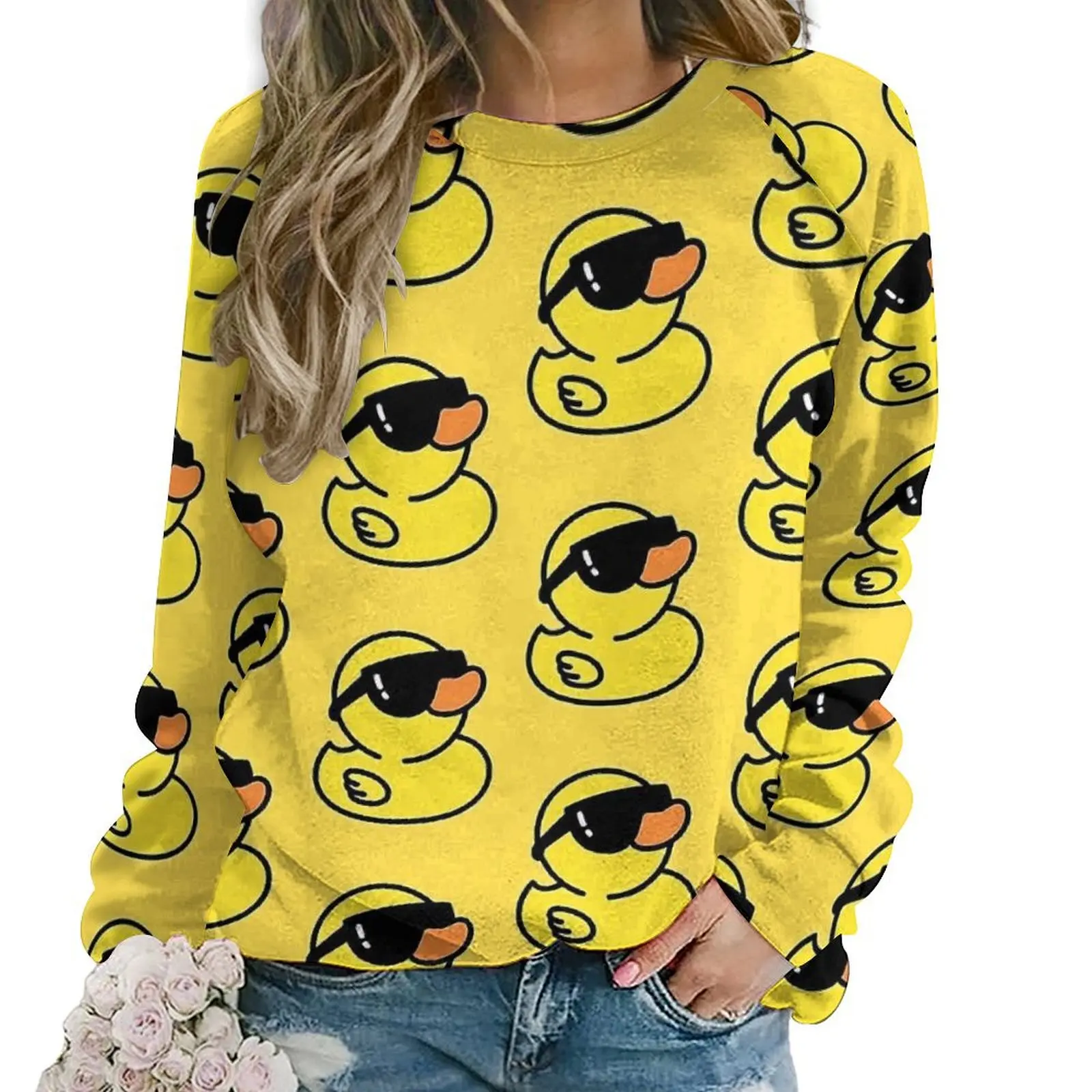 Sudaderas con capucha de patos de goma para mujer, sudadera informal divertida de manga larga con diseño de pato Hiphop, venta al por mayor, moda urbana, sudaderas de diseño de gran tamaño