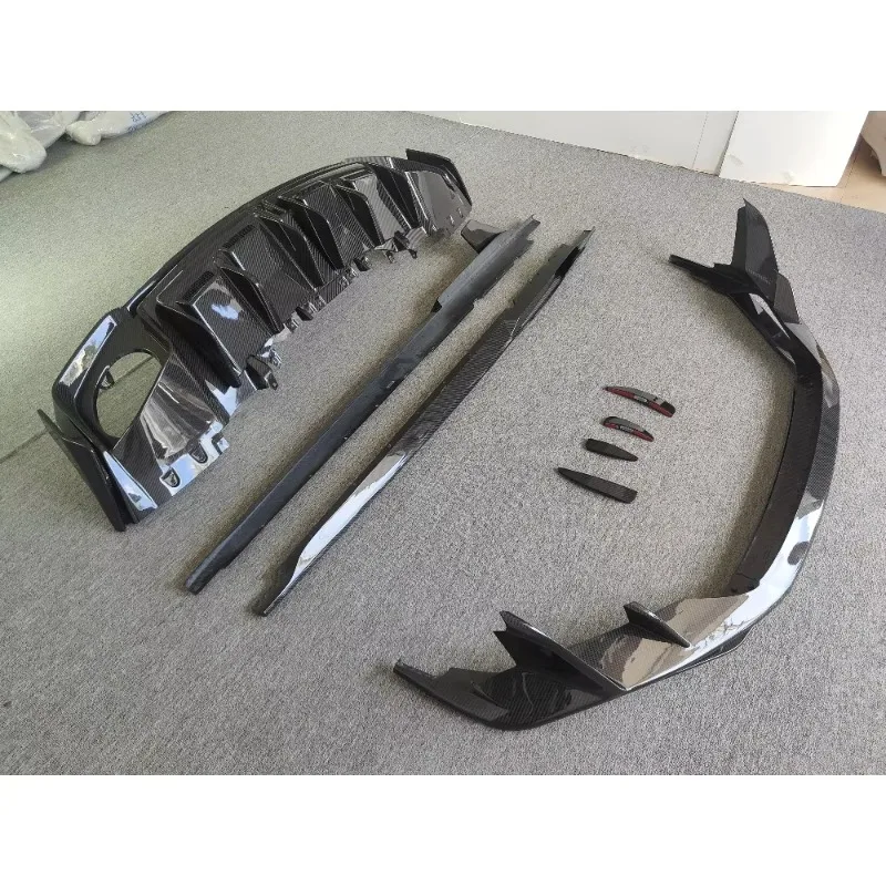 for 2024  R8 Modified with Front and Rear Lip Side Skirts Spoiler New Dry Carbon Fiber Body Kit Fix with Screws