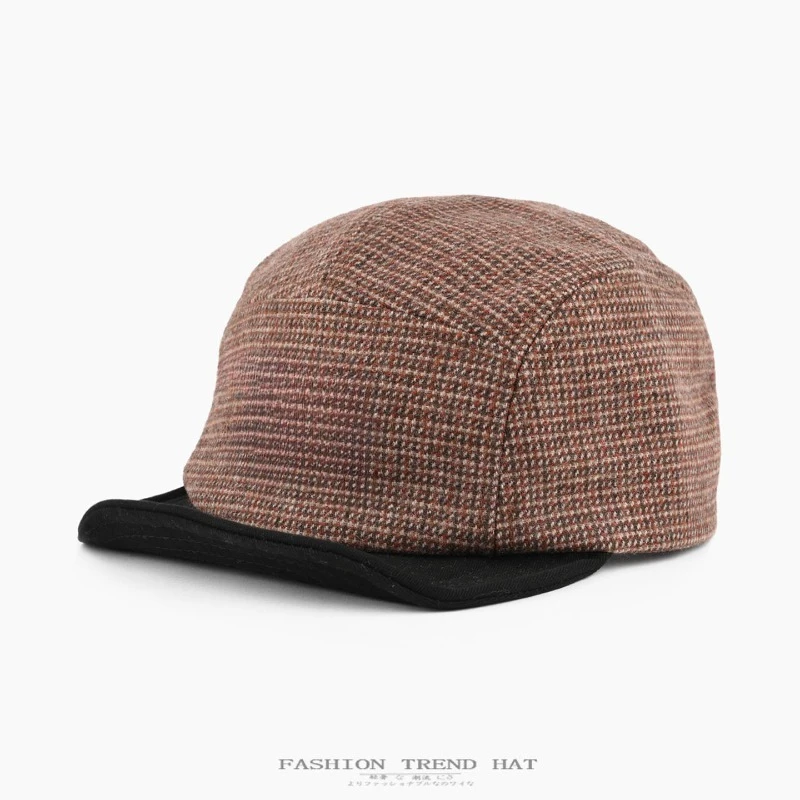 Herbst Winter Neue Mode Kontrast-Woll-Baseballkappen Anpassbares Logo Street Casual Vielseitiger Retro-Tooling-Stil Herrenhüte – Detail 9