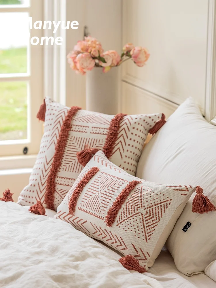 

Наволочка из хлопка и льна Wanou Home Chic для дивана, гостиной, с наполнителем, для поддержки спины и головы