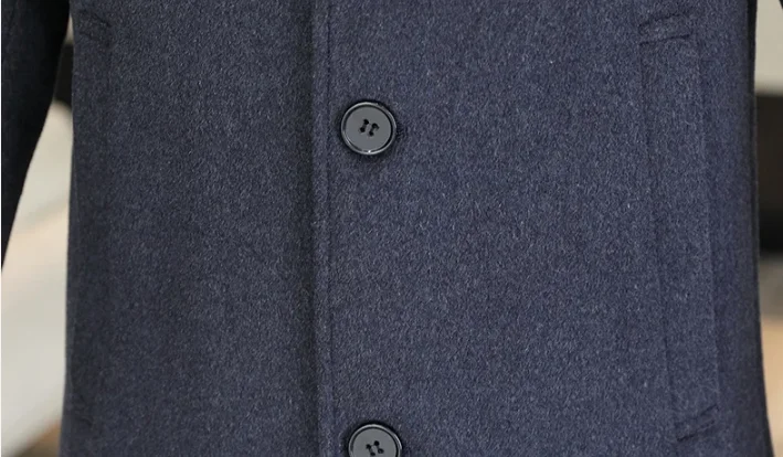 Hochwertiger, modischer, einseitiger Mantel für Herbst/Winter 2022, neuer, einreihiger, mittellanger Wollmantel für Herren aus 50 Wolle, M-4XL – Detail 18