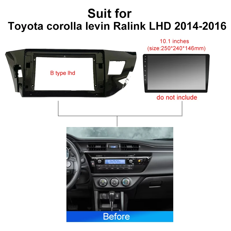 10.1 بوصة راديو السيارة فآسيا الإطار لتويوتا كورولا رالينك 2014 2016 غلاف 2 الدين رئيس وحدة داش غطاء لوحة الأسلاك تسخير