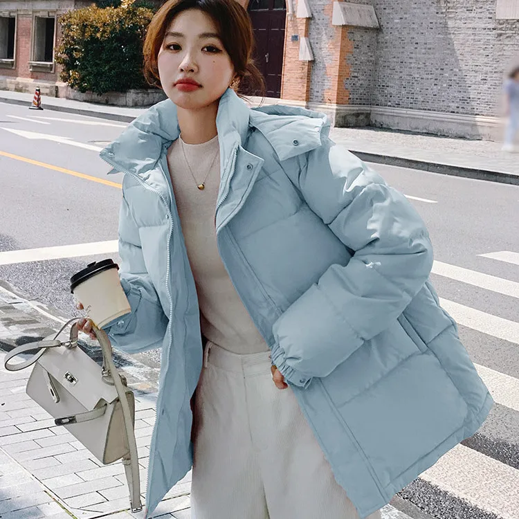 여성용 오트 퍼퍼 재킷, 티엔드 코튼 브레드 슬레 겨울 아우터웨어, 한국식 루즈핏, 내구성 있는 지퍼 클로저, 컬러