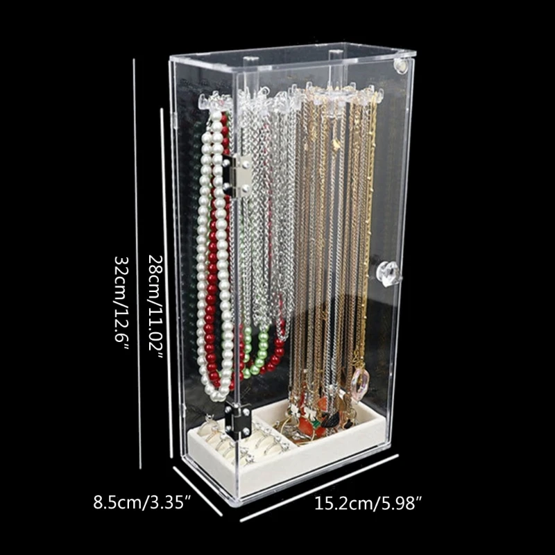 Clear Acrylic Jewelry Holder Bracelet Necklace Display Stand Large Capacity Jewelry Dustproof Storage Case