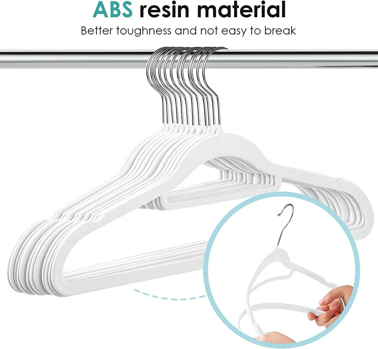 42Cm ABS flocking non-slip clothes hanger, home clothing store finishing storage rack, closet seamless storage clothes hanger