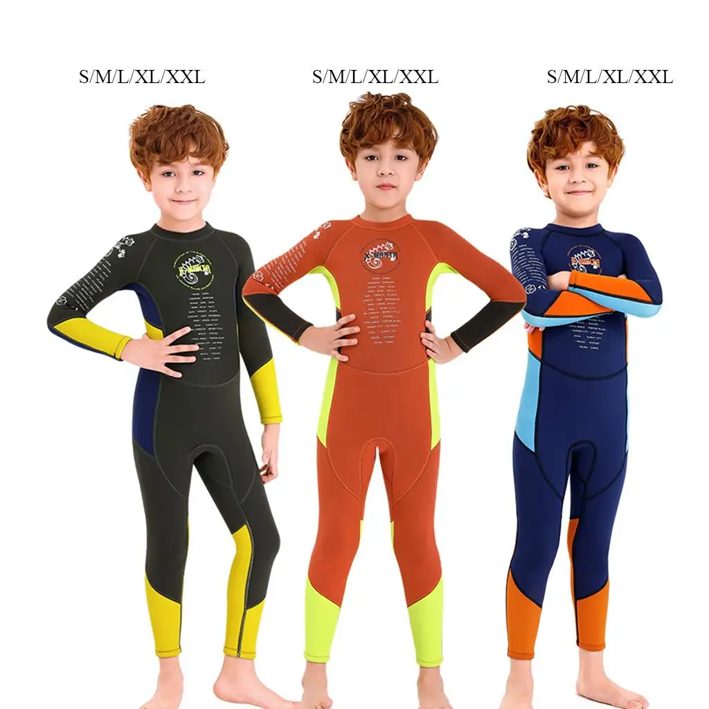 Kids Wetsuit 2.5mm Neoprene Back Zip Long Sleeve Wetsuit Full Body Piece Wet