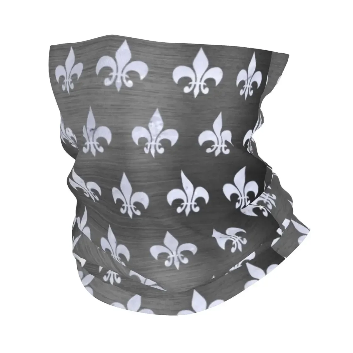 

Royal White Marble Fleur De Lis Bandana Winter Neck Warmer Windproof Wrap Face Scarf Fleur-De-Lys Lily Flower Gaiter Headband