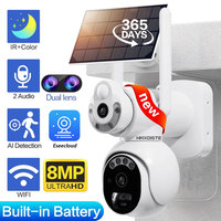 4K 8MP Dual Lens WIFI PTZ Solar Camera Built in Battery PIR Human Tracking Outdoor Security CCTV Surveillance IP Camera Smart