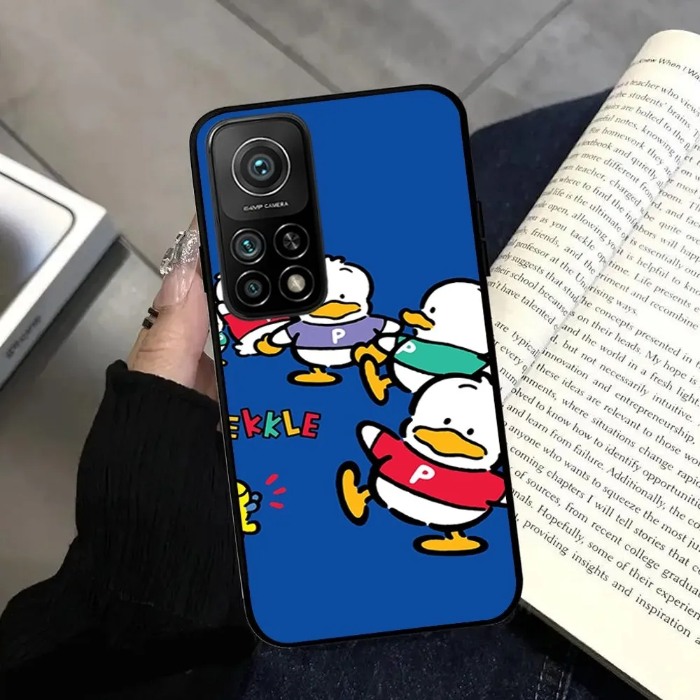 Etui na telefon MINISO Cute Pekkle do Xiaomi 11 12 Redmi 6 7 K40 6A Note6 7 8 9 11 Czarne silikonowe miękkie etui