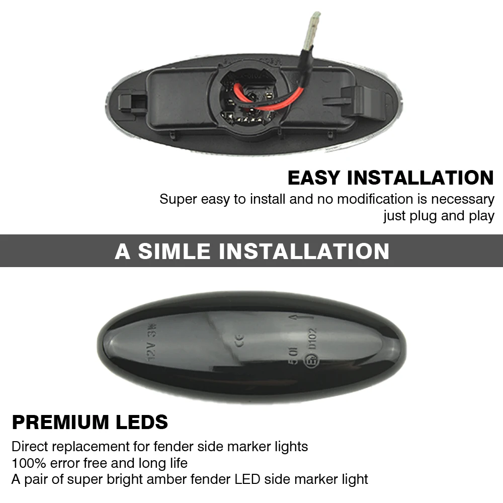 Dynamic LED Turn Signal Side Marker Blinker Light For Mazda Ranger B2500 323 Etude P5 4-Door Sedan 323F 5-Door Astina/Lantis