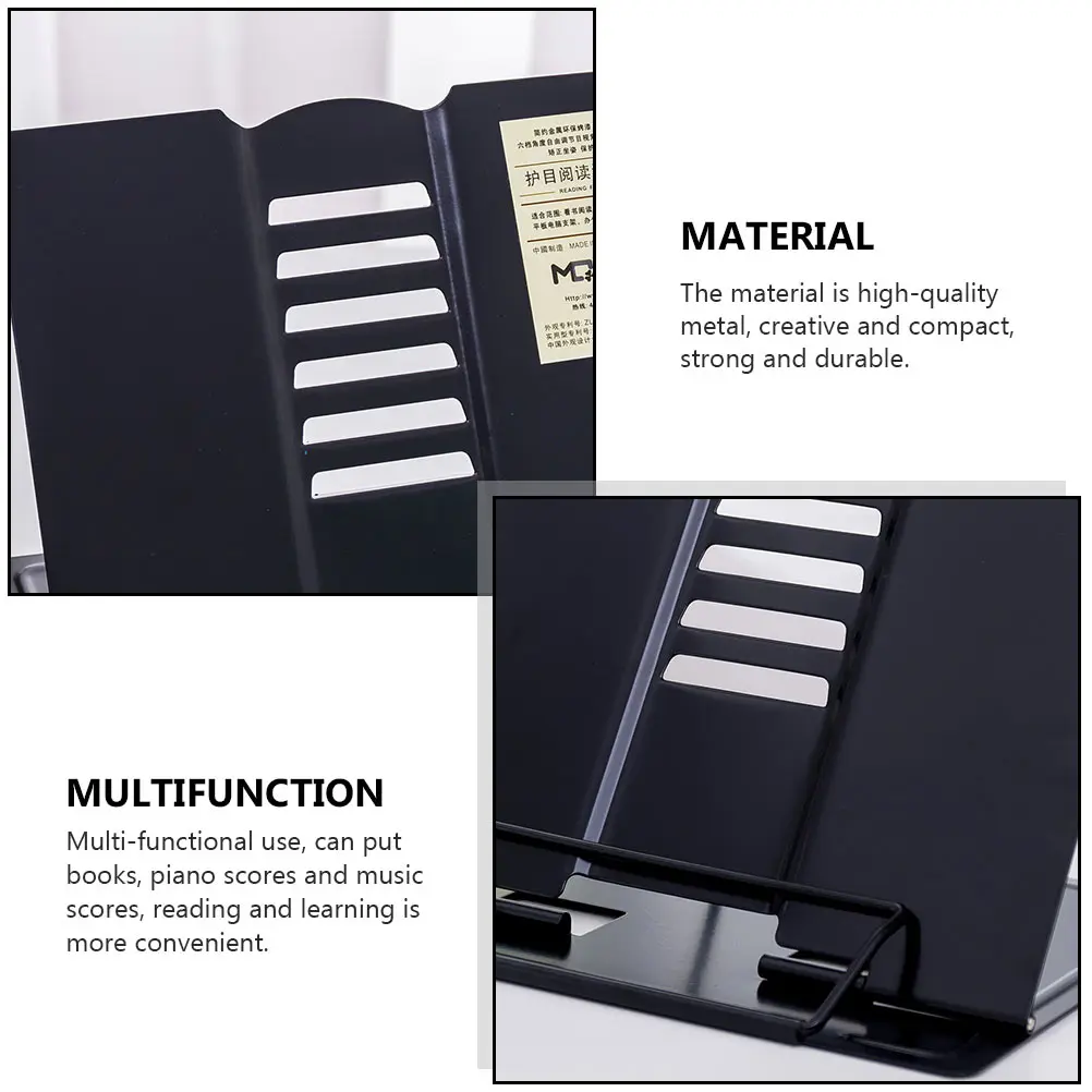 

Book Stand Reading Rack for Desk Holder Tablet Bookstand Black Simple Bookshelf Child