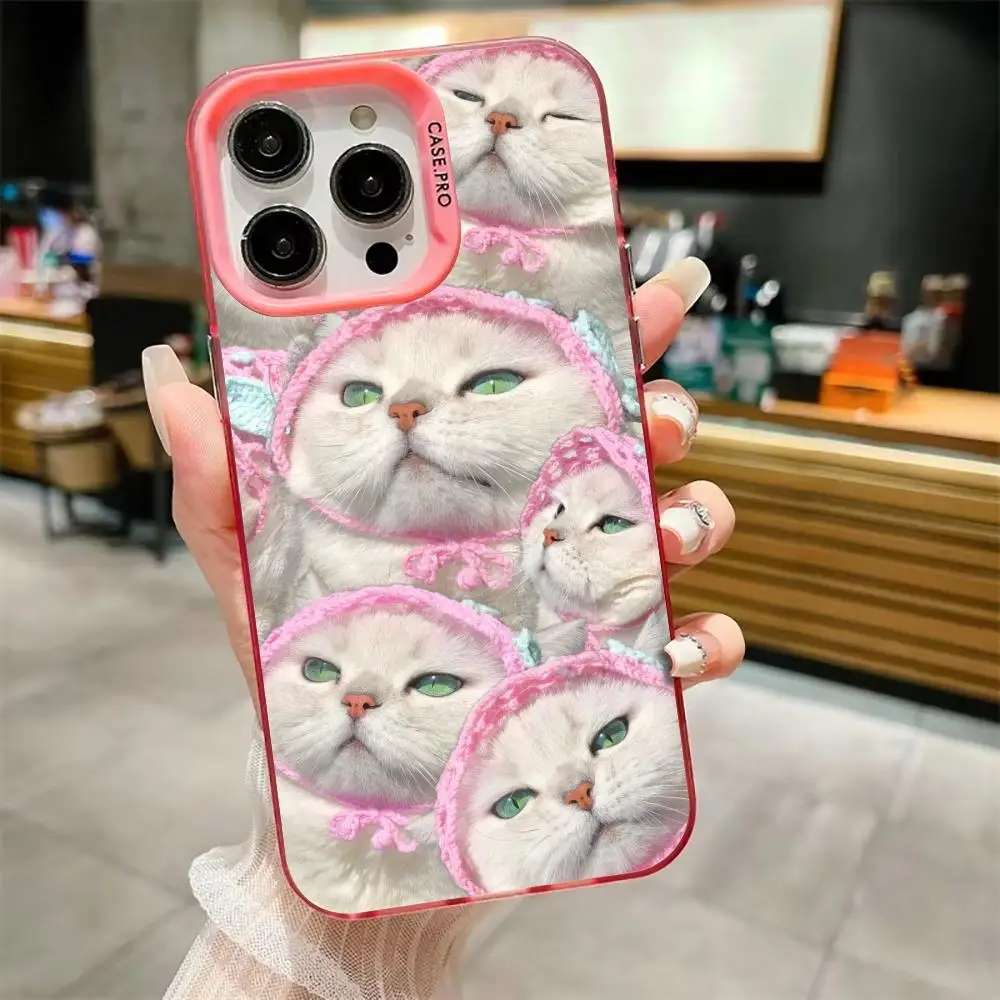 Fun cat pattern design mobile phone case suitable for iPhone 17 16 15 14 13 12 11 Pro/ Max /Plus anti-fall and shockproof