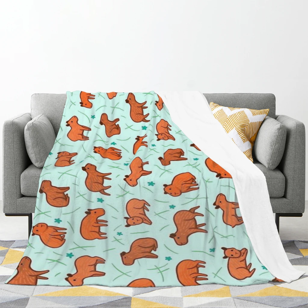 

Capybara Pattern Blanket Flange Textile Decor Portable Super Soft Throw Blankets for Home Office Plush Thin Quilt