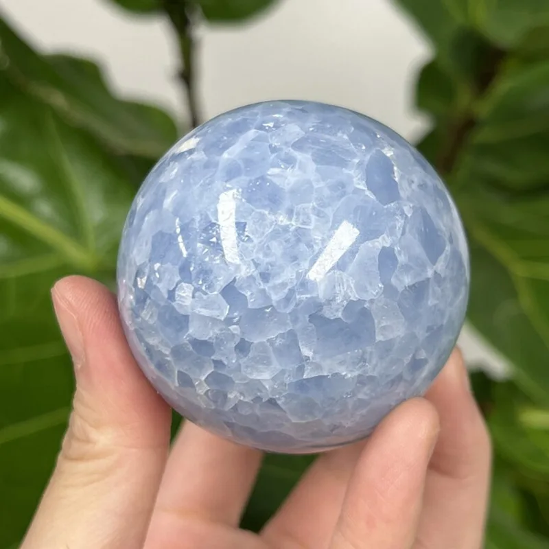 1pc Kyanite Palm Crystal Healing, Celestite sphere Healing Crystal Wood Stone Reiki Home Decoration