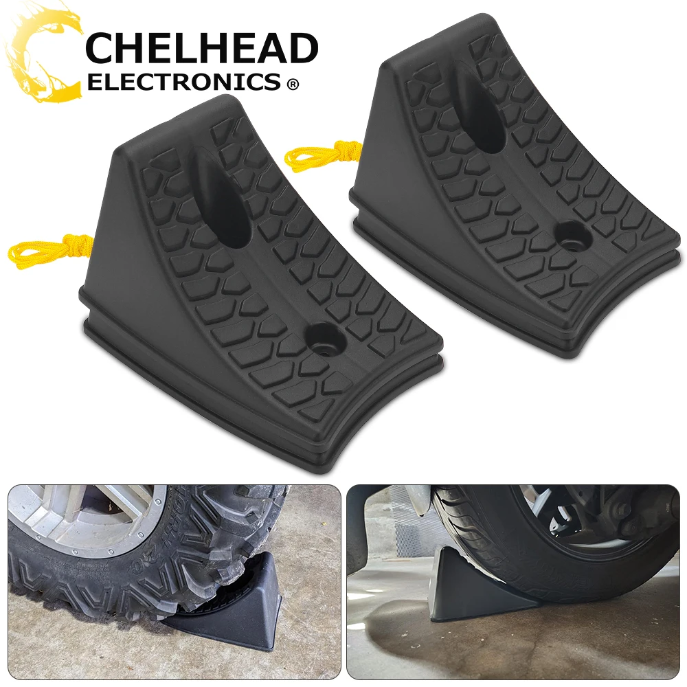 4PCS Wheel Wedge for Car Black Wheel Chocks Parking Stopper Tire Blocks for Travel Trailer Camper RV Truck Offroad SUV