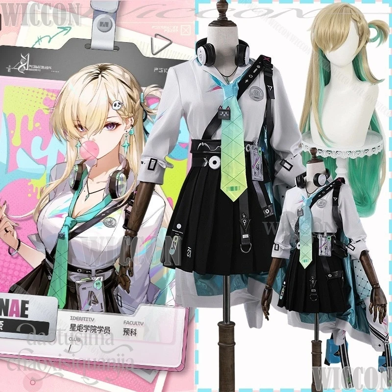

Аниме игра Wuthering Waves Косплей LYNAE Костюм Мода Jirai Kei Девушки JK High School Y2K Униформа Платье Парики Рождественская вечеринка