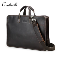 CONTACT'S-maletín de cuero genuino para hombre, bolso de hombro masculino, bolso de mano para ordenador portátil, Macbook Pro de 16""
