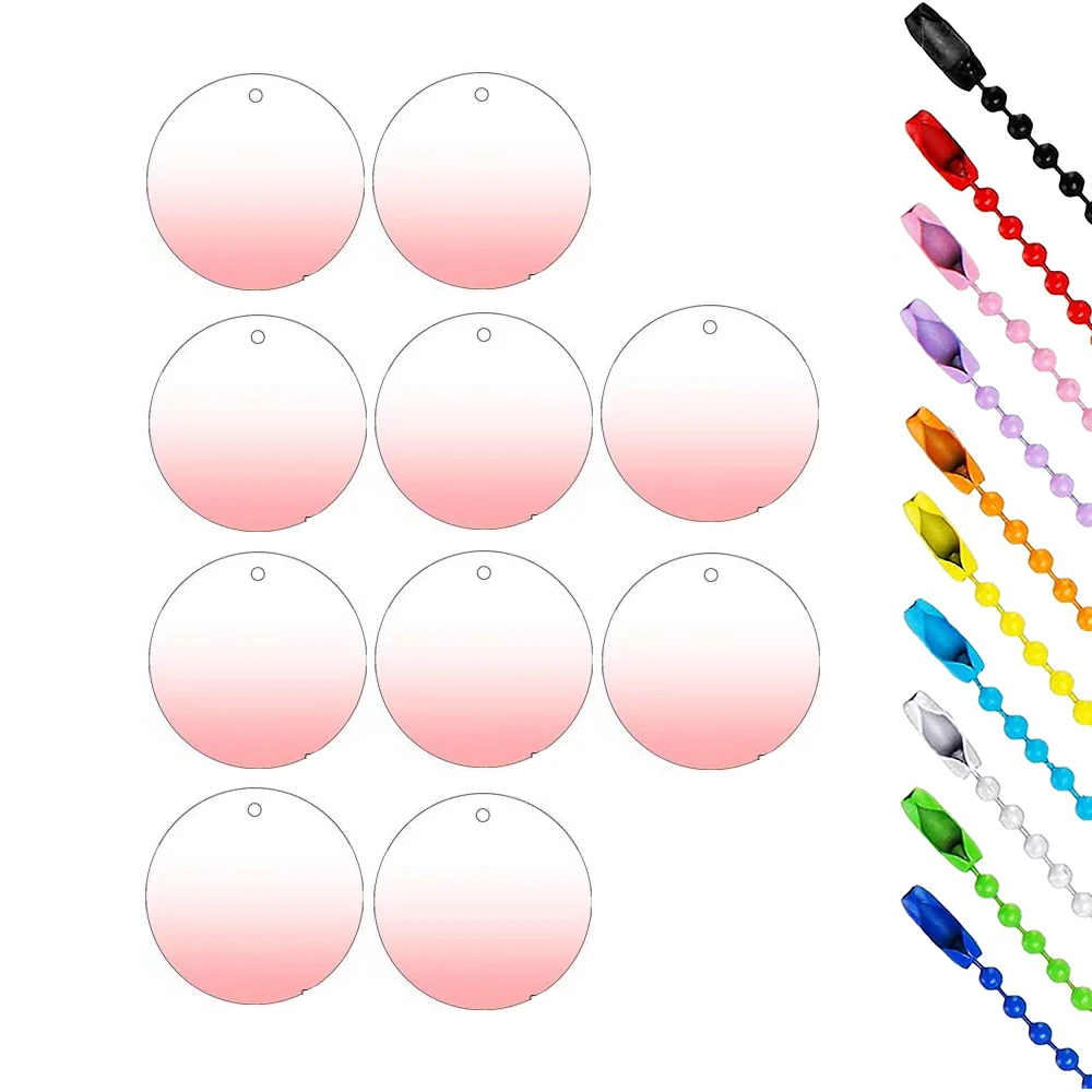 10PCS Gradient Transparent Acrylic Keychain Acrylic Keychain Blanks with 10PCS Ball Bead Chain for DIY Projects and Crafts