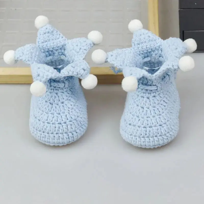 Chaussures tricotées en coton faites à la main pour bébé, bottes pour nouveau-né fille, mode, bandages retournés, bord, garçons, enfant, chaussures de premier lit, accessoires, 0-18M