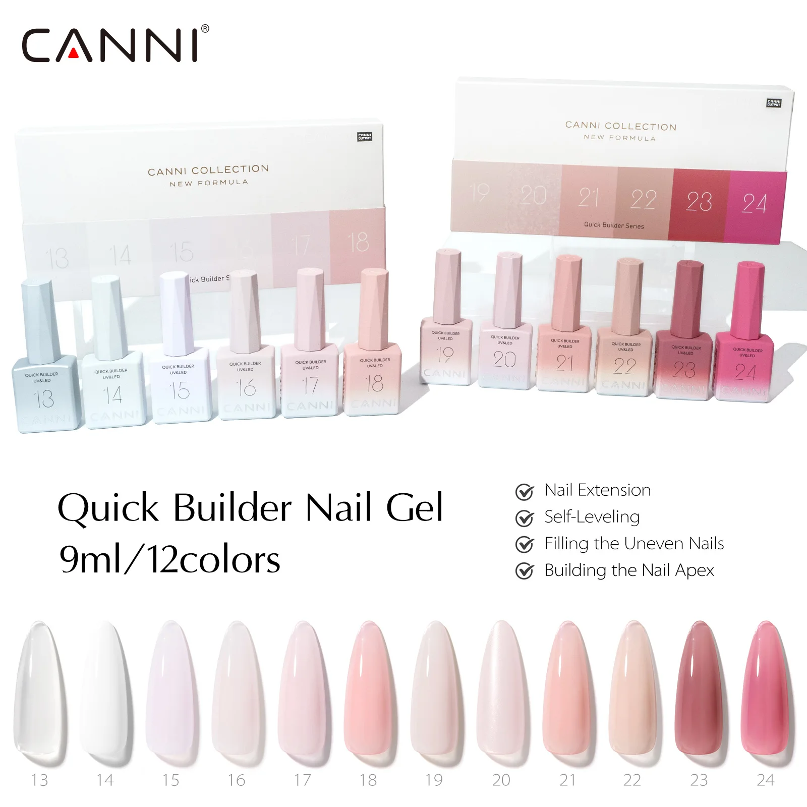 CANNI TPO-freies Schnell-Aufbau-Nagelgel in Flasche, Jelly Nude, halbtransparente Farbe, 9ml, ablösbares UV-LED-Formgel – Detail 8