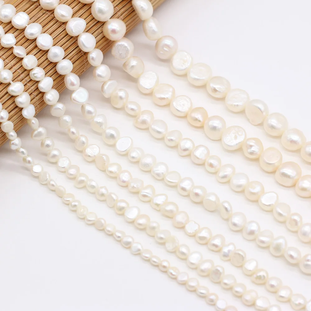 5–9mm 36cm Natural Freshwater Pearls Strand Beads Irregular Through-Hole Beads for Jewelry Making DIY Women Necklace Accessories