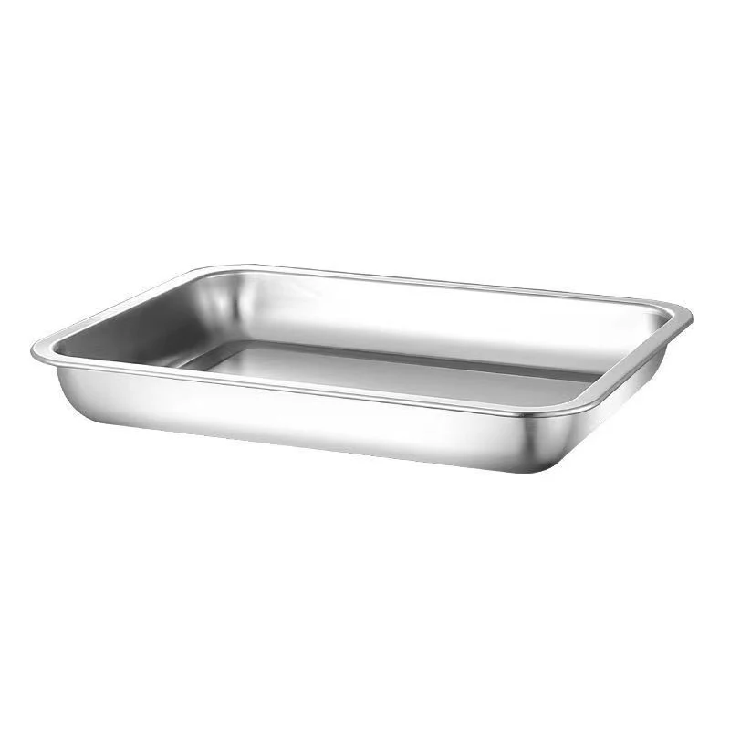 Stainless Steel Barbecue Tea Storage Serving Trays Rectangle SteamedRice Sausage Plate Grill Meat Restaurant Metal Utensils 1PC