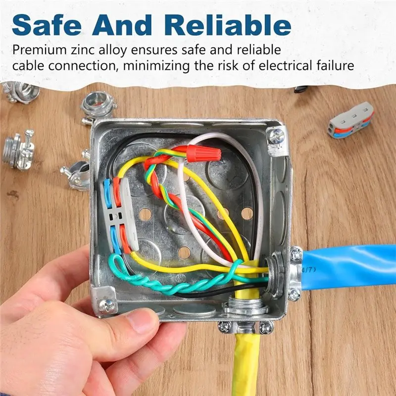 A27F-Metallic Conduit For NM Cables, 25 Pack 1/2 Inch Clamp Type Cable Connectors, Zinc Alloy Wire Clamps For Electric Wires