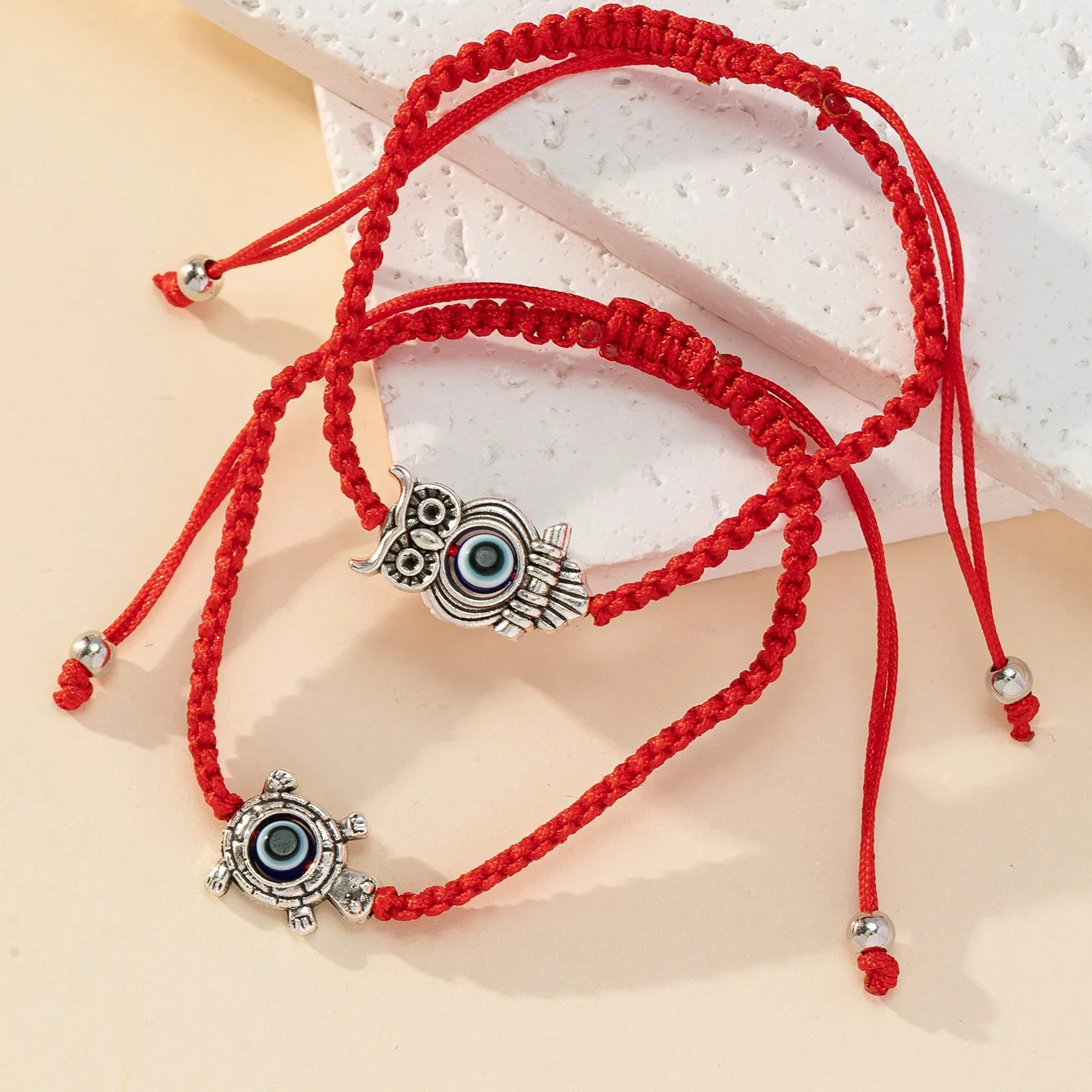 6-Piece Butterfly Elephant Red Rope Devil's Eye Weaving Bracelet Fashion Men's and Women's Friendship Bracelet Set