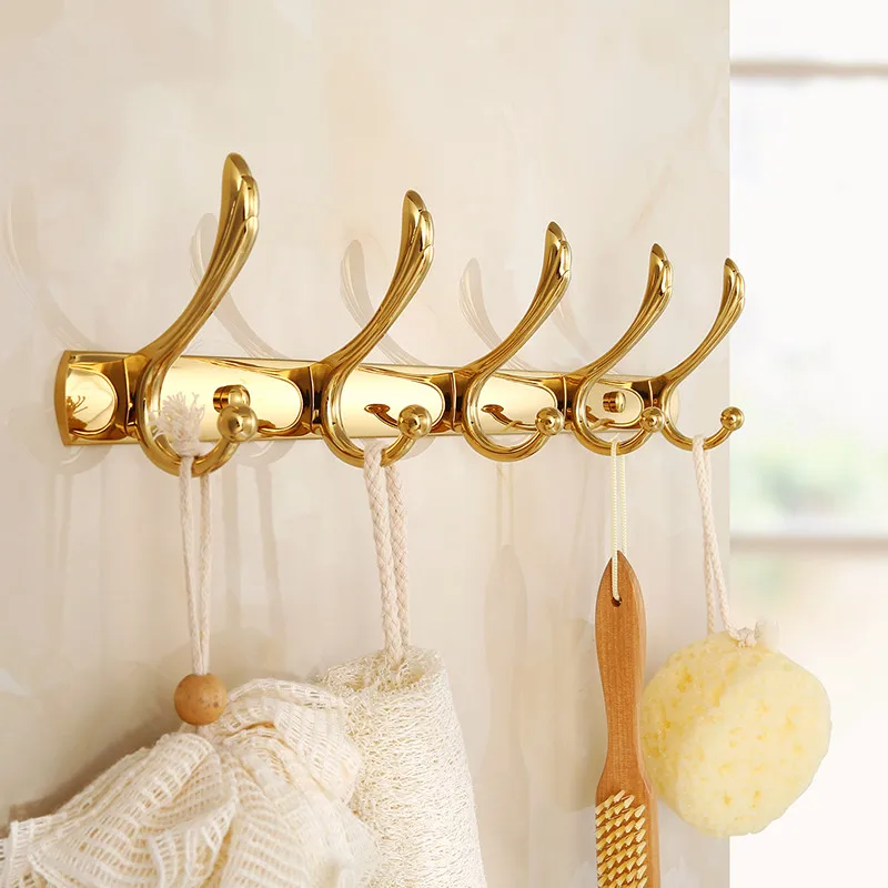 European style all copper towel rack, gold-plated bathroom pendant set, bathroom storage rack, bathroom hardware, gold towel rac