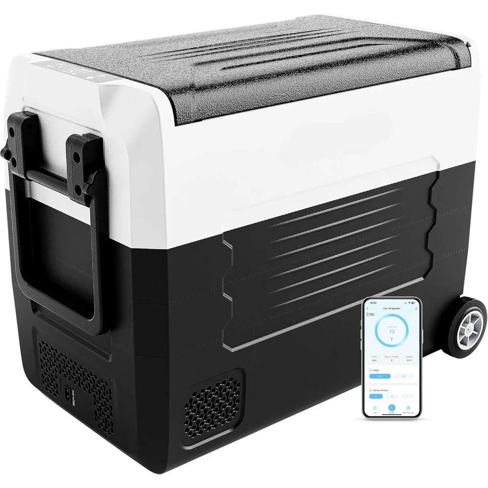 

58QT(55L) 12V Fridge, Electric Cooler 12/24V DC 120-240V AC -4℉~68℉, 12V Freezer Removable Divider, Car Fridge