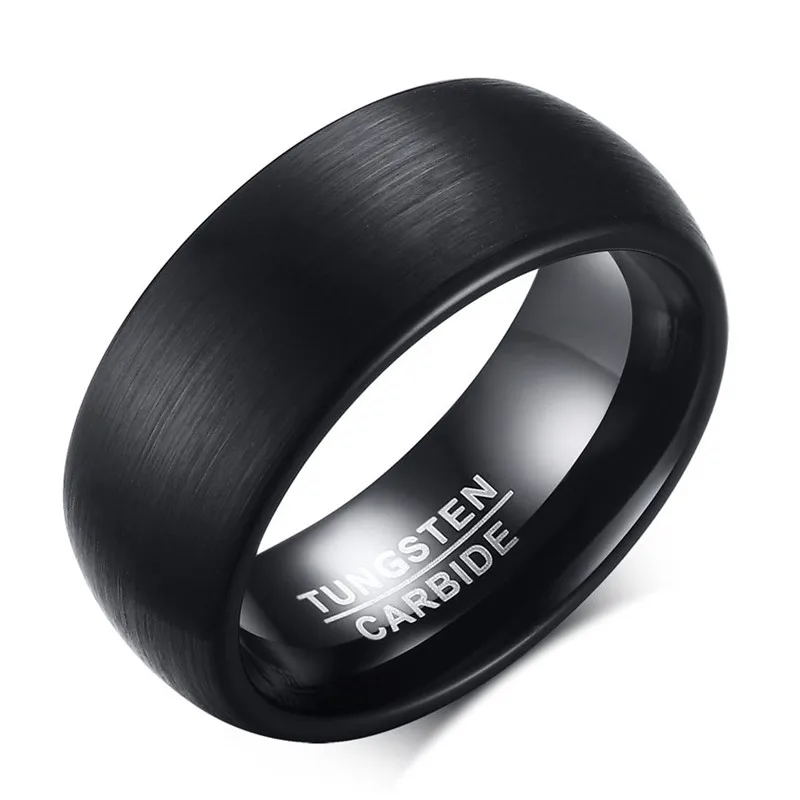 Punk Vintage Stainless Steel Black Ring for Men Fashion Charm Jewelry Wedding Engagement Band Quality Brushed Ring Accessory