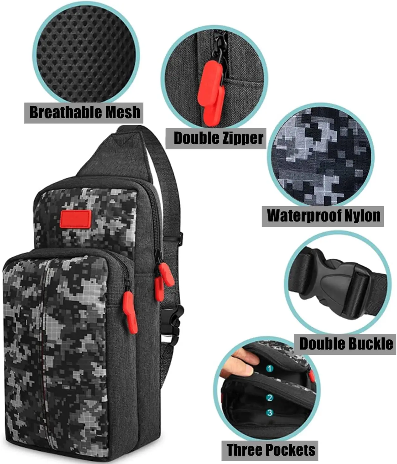 Switch/Lite Game Console Bag Crossbody Bag NS Storage Bag Multi-Function Large Capacity Portable Travel Bag Diagonal Straddle